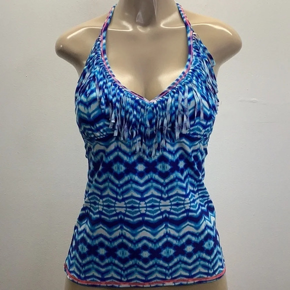Hobie Size Medium Tie Dye Fringe Tankini with Attached Bra. New Without Tags - Picture 1 of 5